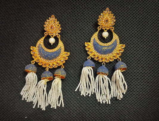 Urmila Chandbali Earrings in Blue