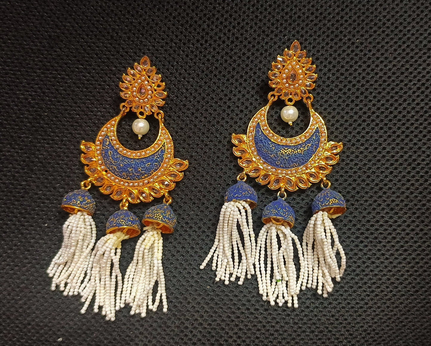 Urmila Chandbali Earrings in Blue