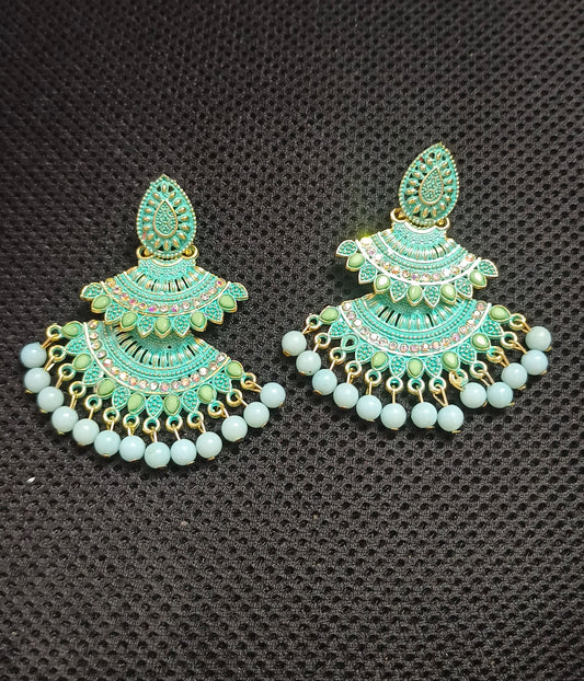 Florina Chandbali Earrings in Mint Green