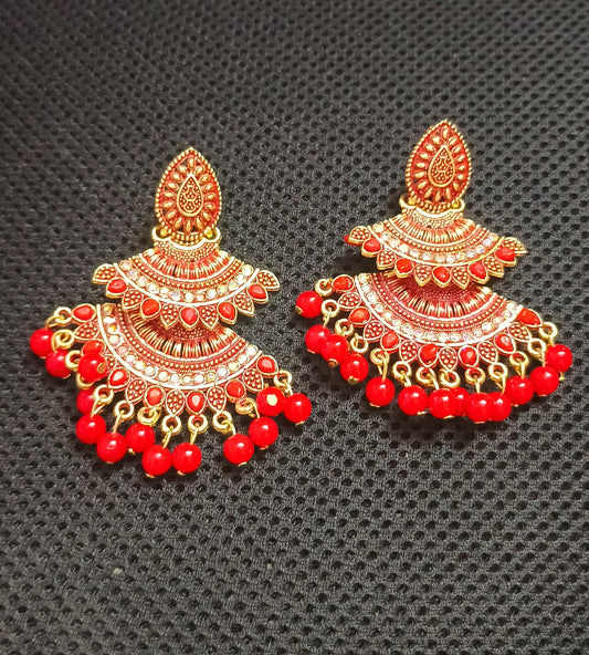 Sienna Chandbali earrings in Red