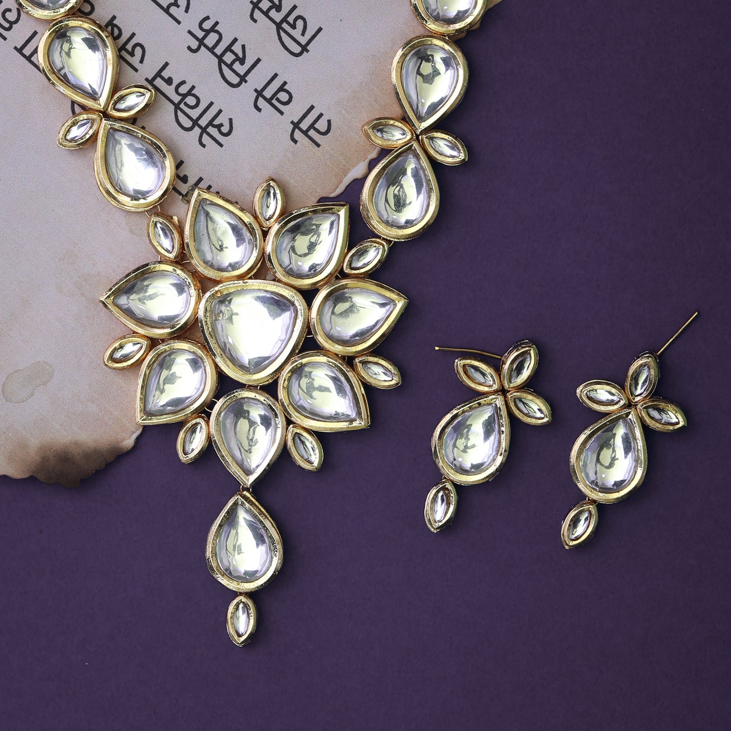 Riddhima Long Kundan Necklace set with Earrings