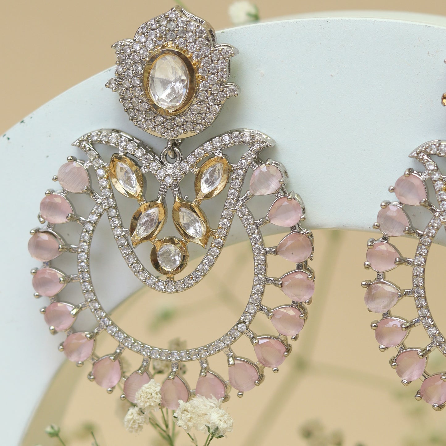 Astha Pink AD stones Earrings