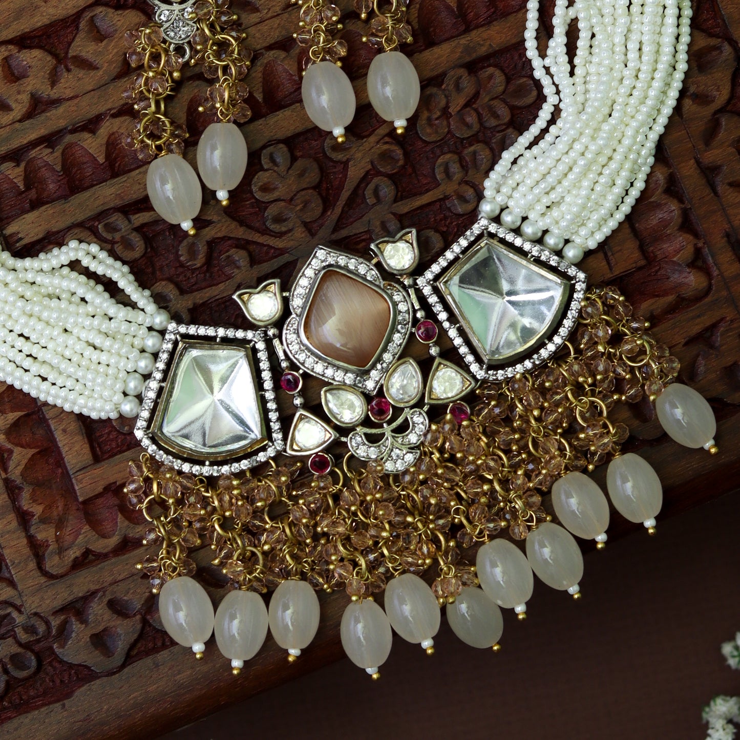 Padmavati Chokar set with Earrings in light pink