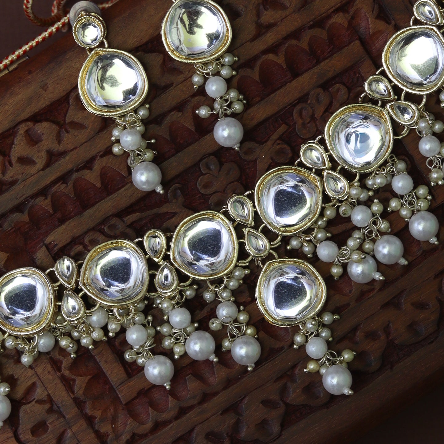 Heena Silver kundan necklace set