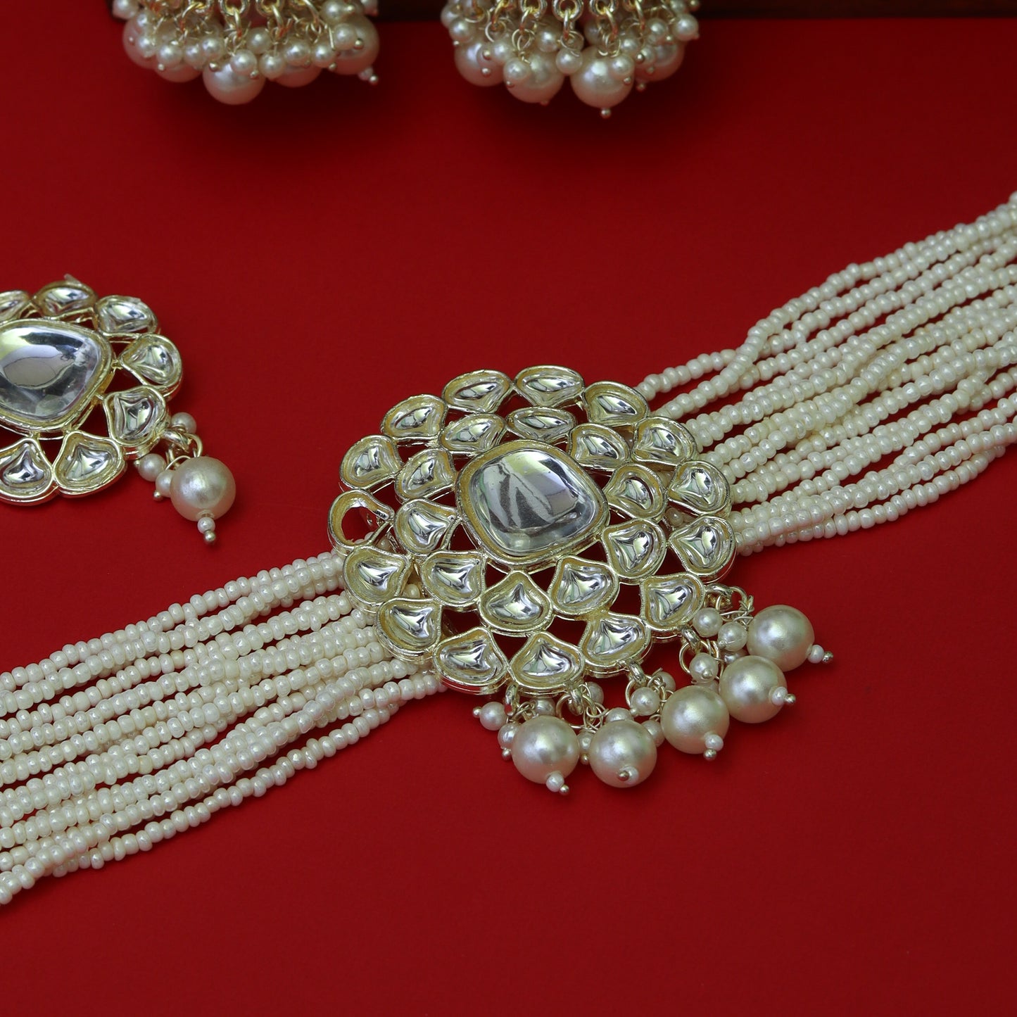 Chandni pearl chokar set with earrings and maang tika