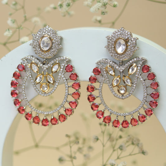 Mia AD stones Earrings in Ruby Red