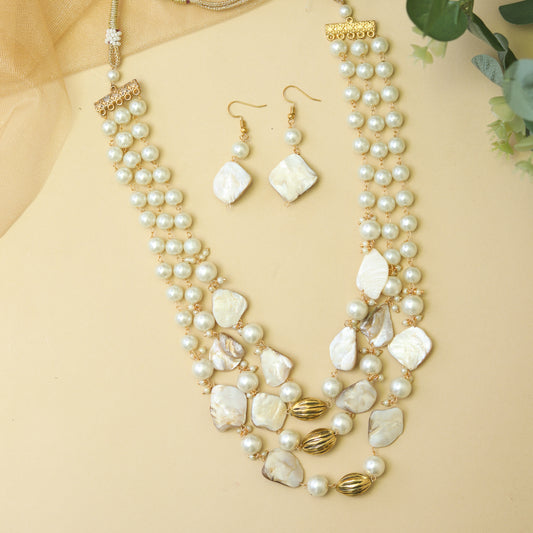 Madhura mother of pearl Necklace set with Earrings