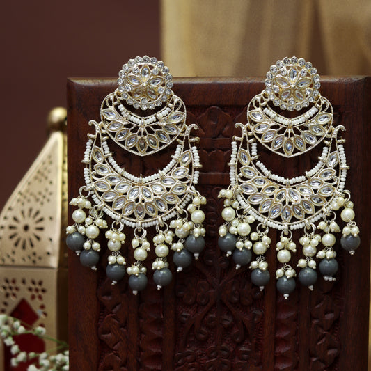 Pratiksha kundan earrings in Grey