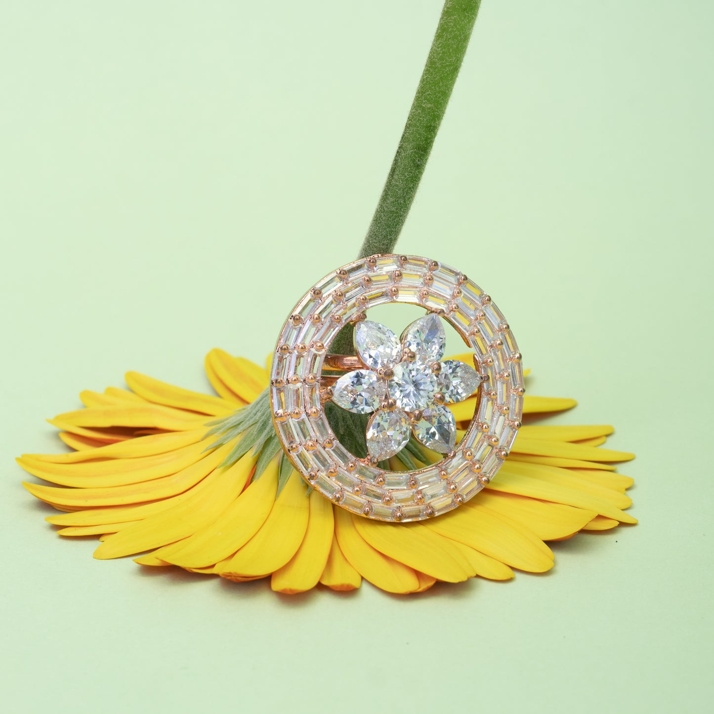 Ruby white AD stones adjustable ring