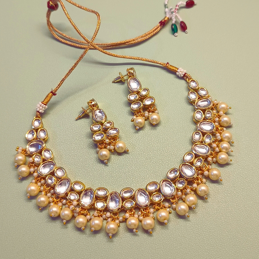 Sierra The Label Indian Traditional Jewellery in Gold Kundan Necklace Earring Set for Women Girls