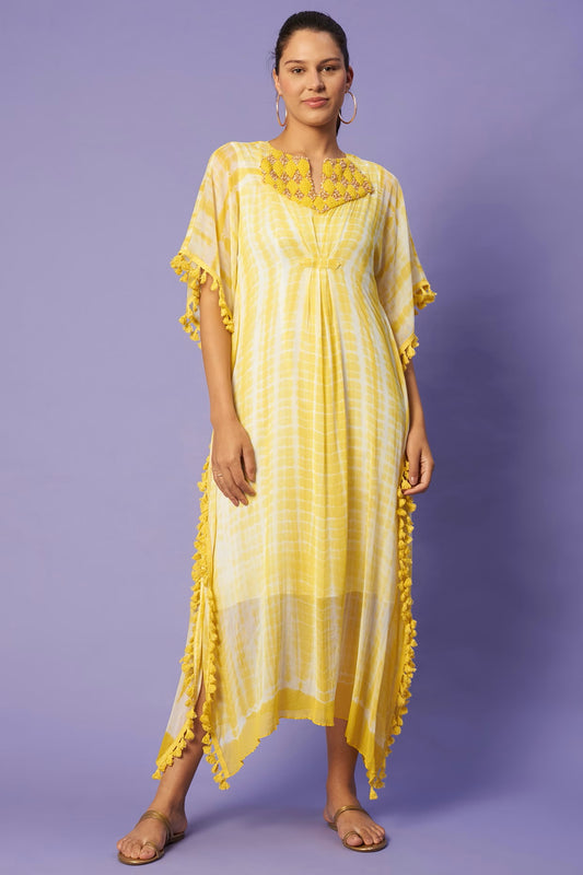 Sierra The Label Yellow Shaded Kaftan Dress