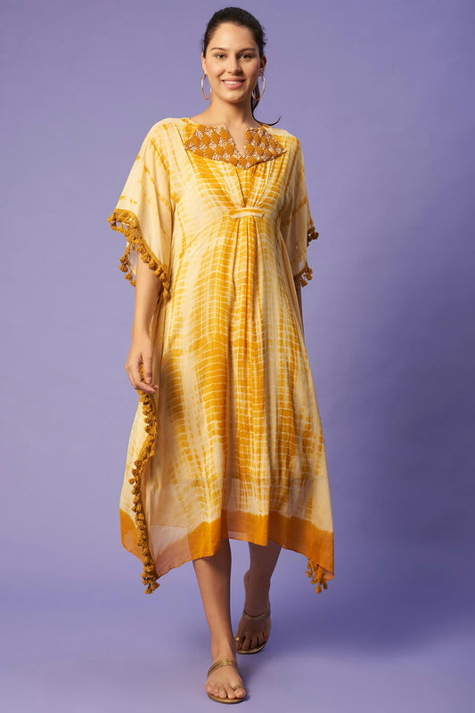 Sierra The Label Mustard Yellow Shaded Kaftan Dress