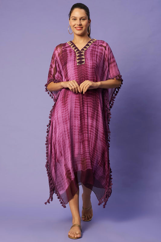 Sierra The Label Purple V Neck Shaded Kaftan Dress