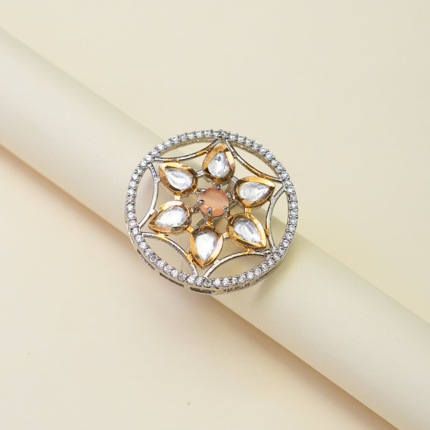 Chanda white AD stones adjustable ring