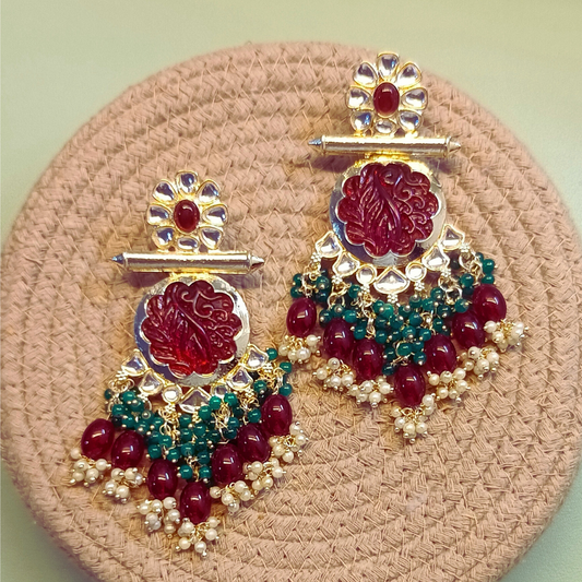 Sierra The Label Gold Plated oval shape Pearl Earrings Traditional Jewellery Set for Women
