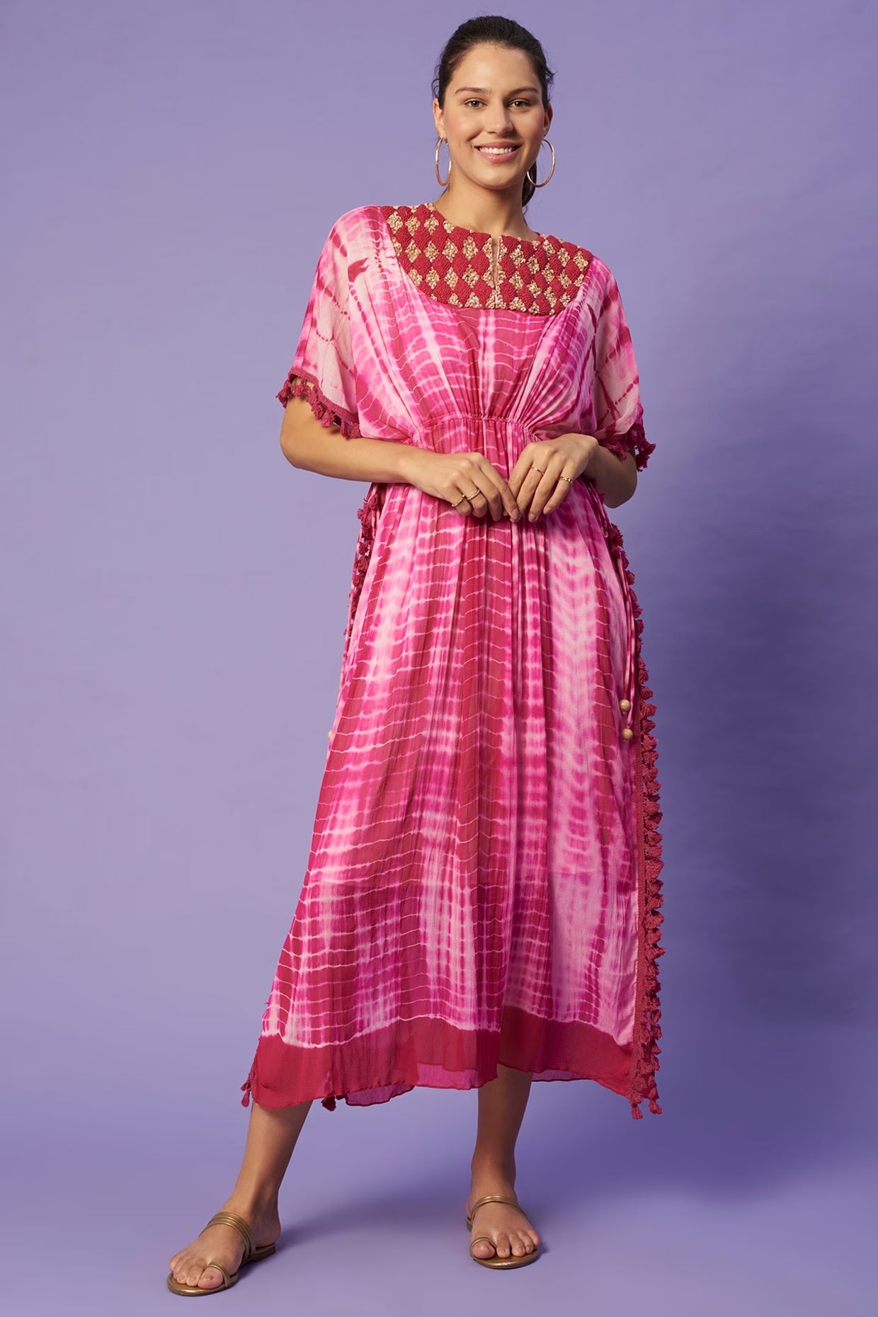 Sierra The Label Pink Tie Dye Kaftan Dress